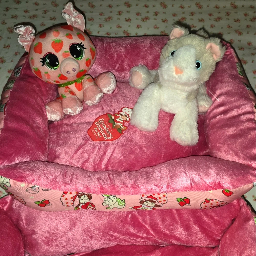 Strawberry Shortcake and Pupcake Plush Pet Bed Velvety Lining Very Cushy, BNWT